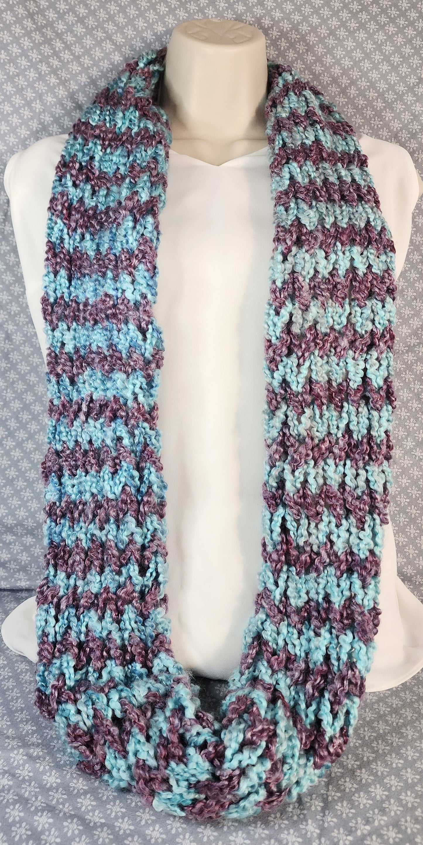 Finger Knitted Infinity Scarf