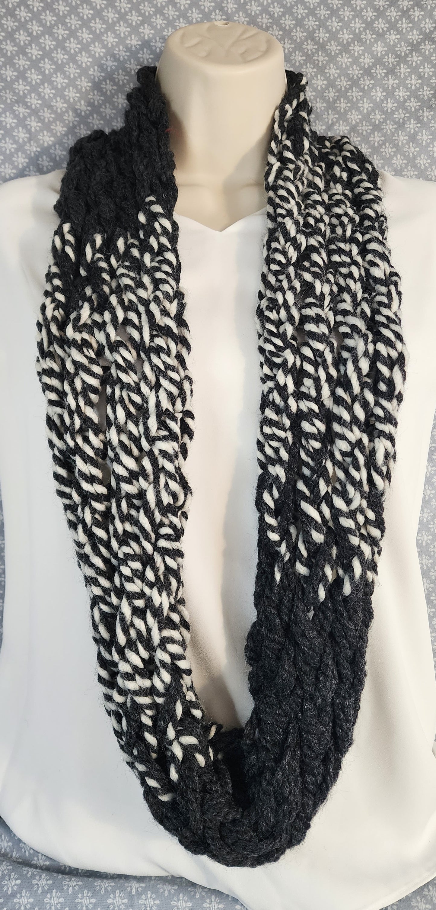 Finger Knitted Infinity Scarf