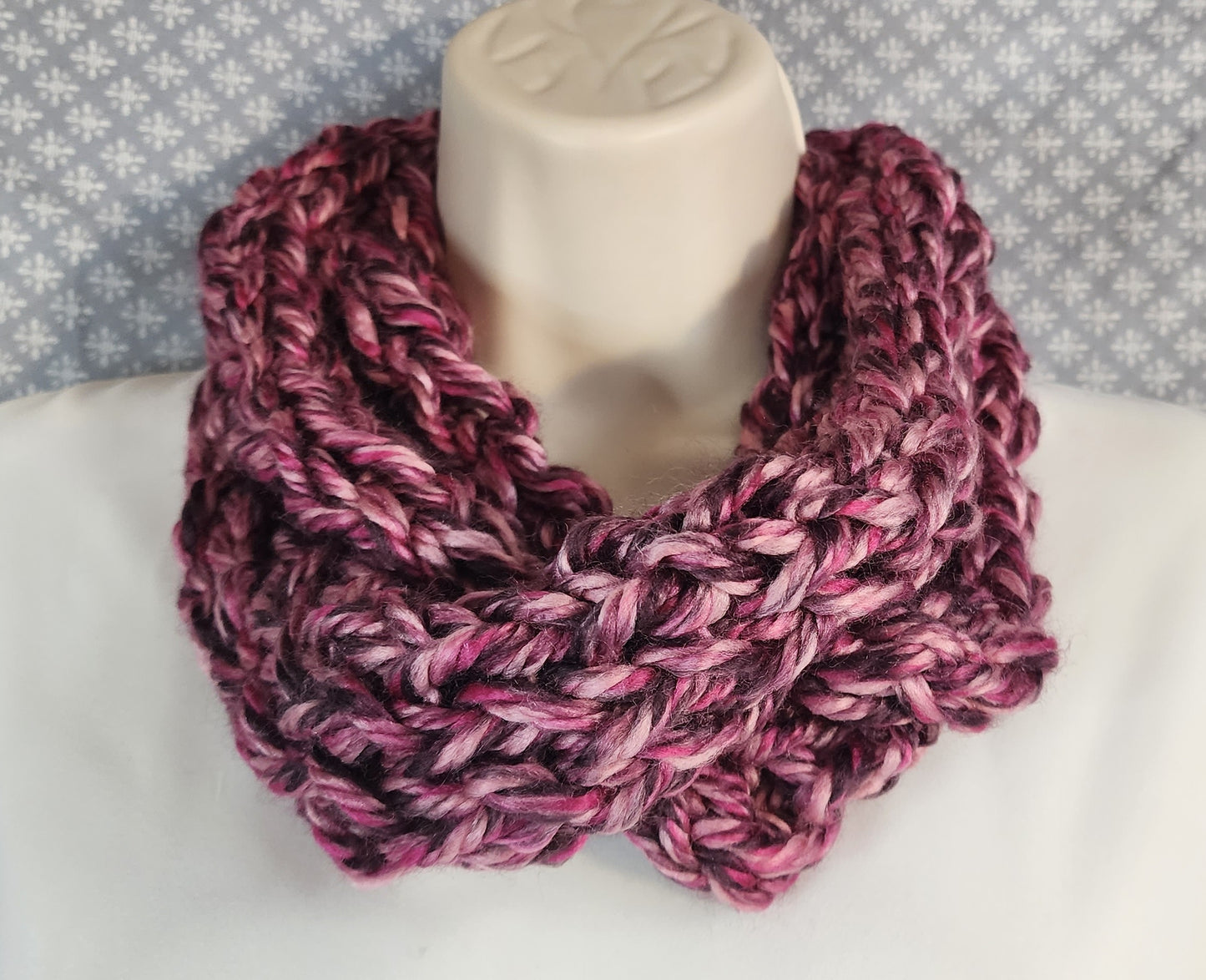 Finger Knitted Infinity Scarf