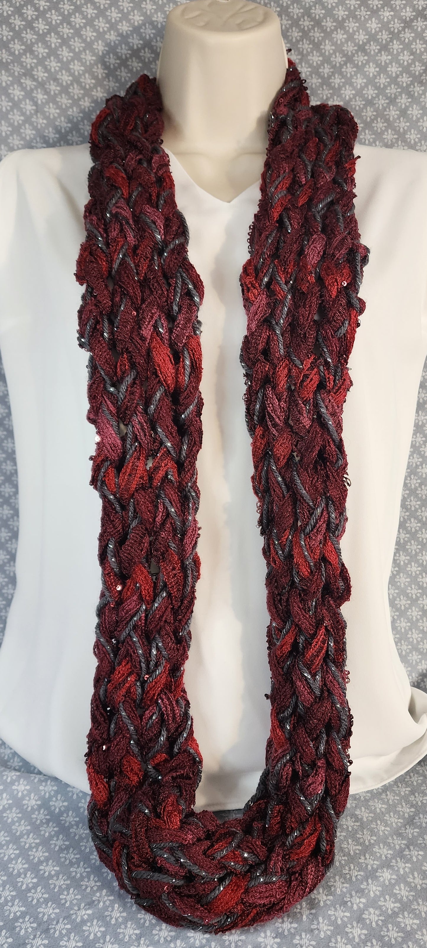 Finger Knitted Infinity Scarf