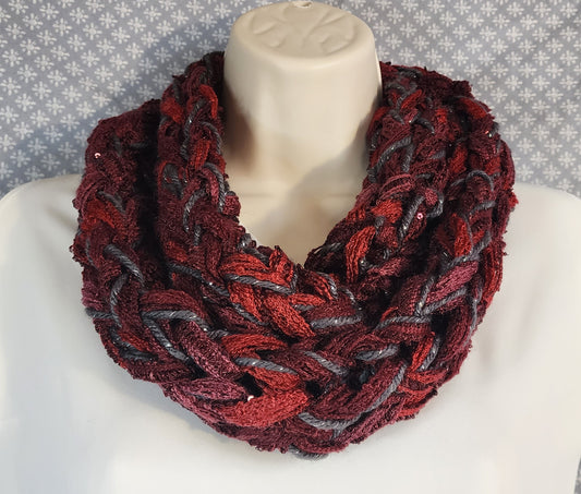 Finger Knitted Infinity Scarf