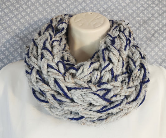 Finger Knitted Infinity Scarf