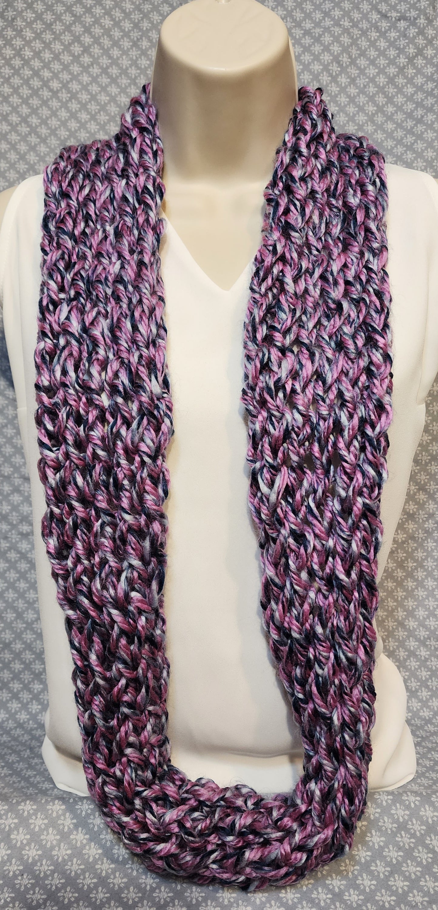 Finger Knitted Infinity Scarf