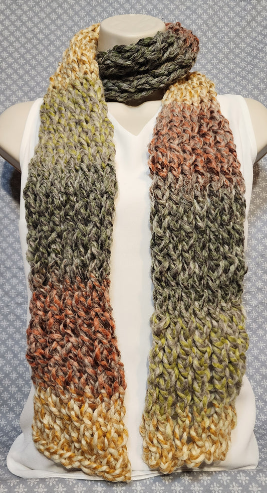 Finger Knitted Scarf | Keep warm in this multicolored scarf.  