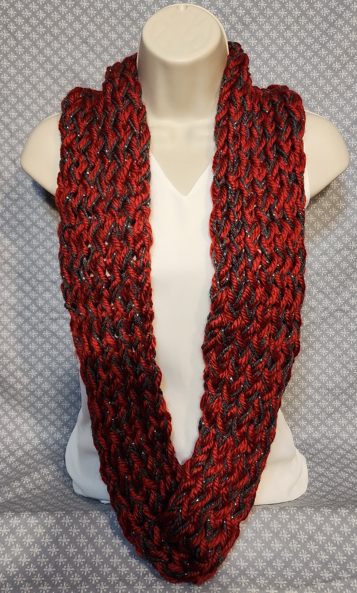 Finger Knitted Infinity Scarf