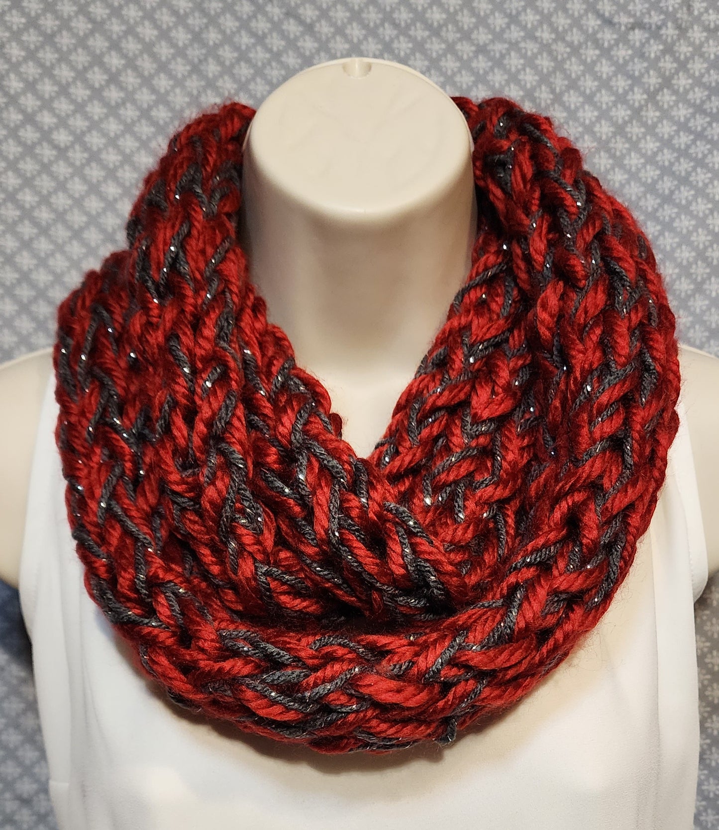 Finger Knitted Infinity Scarf