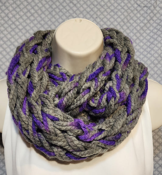 Finger Knitted Infinity Scarf