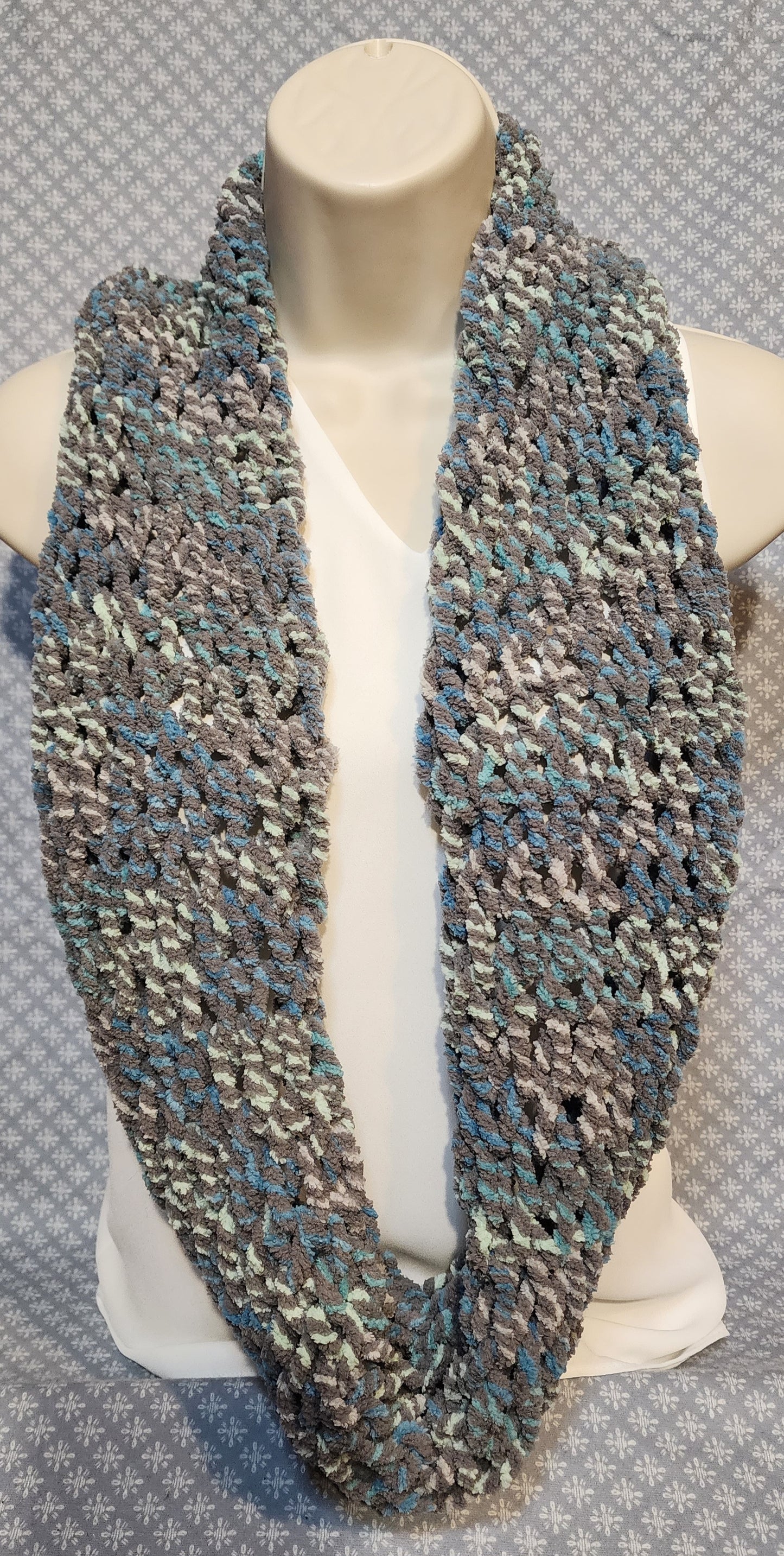 Finger Knitted Infinity Scarf