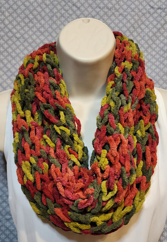 Finger Knitted Infinity Scarf