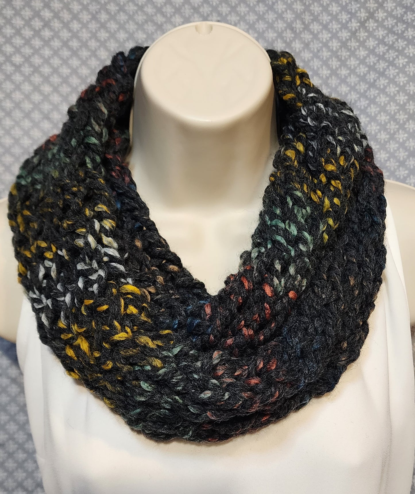 Finger Knitted Infinity Scarf